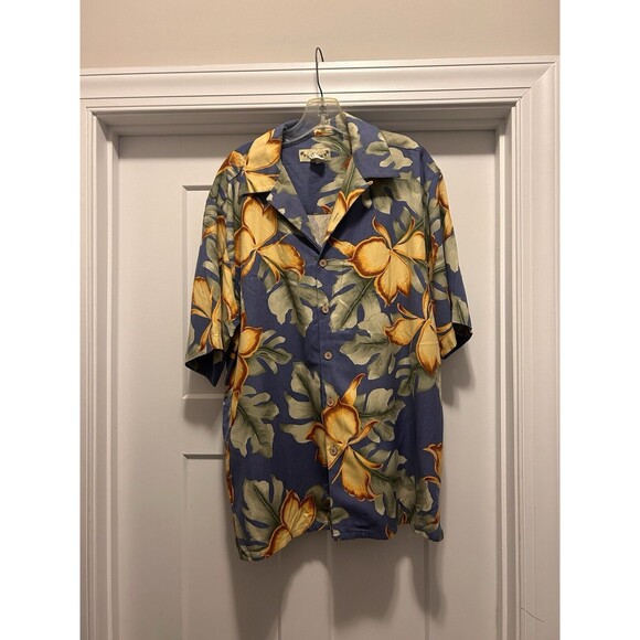Paradise Coves Button Down Short Sleeve Silk shirt Men’s Size Large Hawaiian - Picture 1 of 4